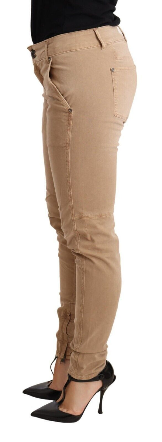 Chic Low Waist Skinny Cotton Trousers