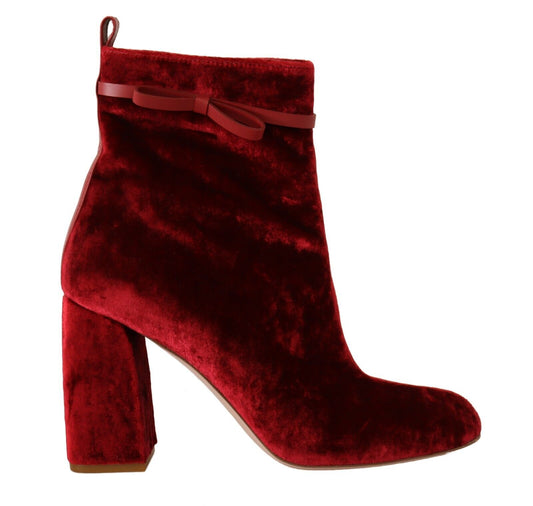 Chic Red Suede Ankle Boots