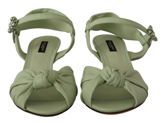Elegant Aqua Green Ankle Strap Crystal Sandals