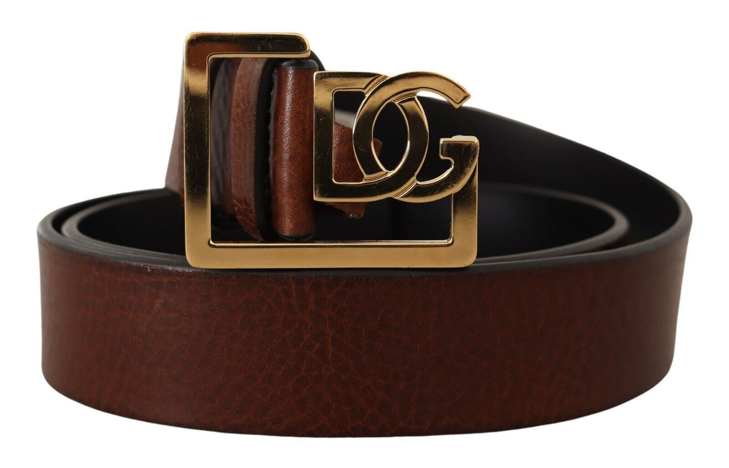 Elegant Brown Leather Belt with Logo Buckle