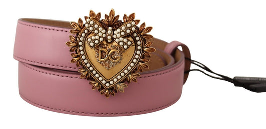 Elegant Pink Patent Heart Buckle Belt