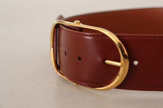 Elegant Leather Belt with Gold Buckle