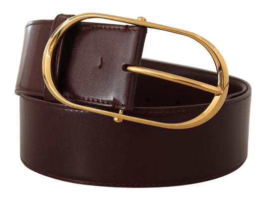 Elegant Purple Leather Belt with Gold Buckle