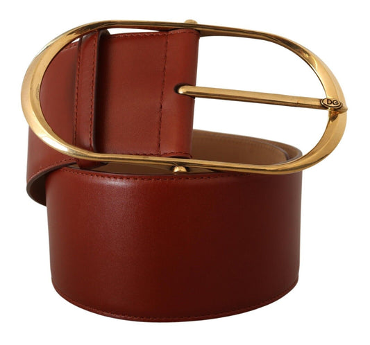Elegant Maroon Leather Belt with Gold Accents