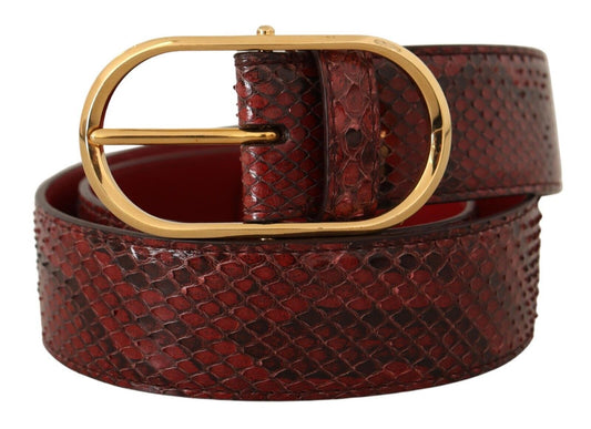 Elegant Red Snakeskin Leather Belt
