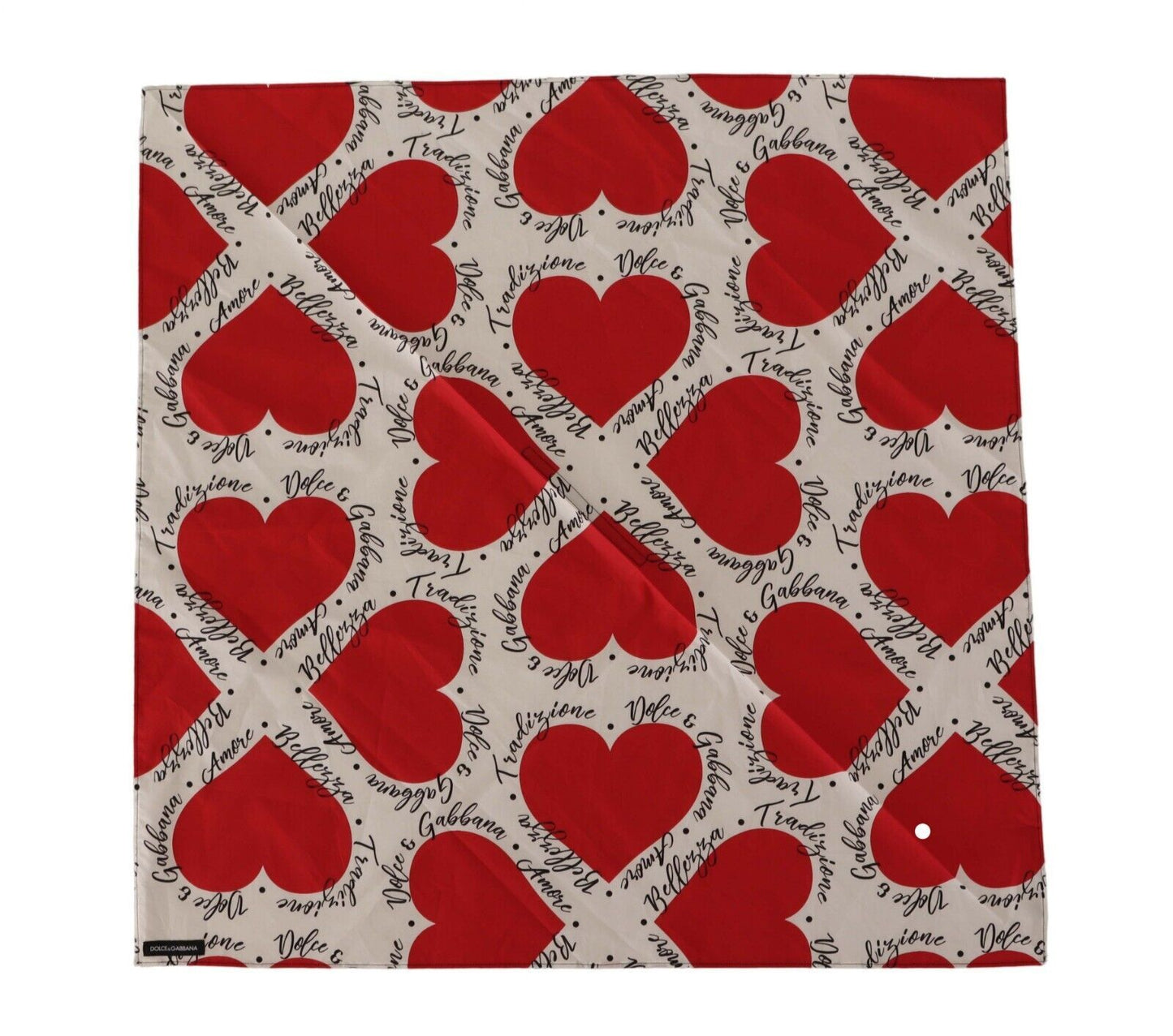 Red Heart Print Cotton Square Scarf