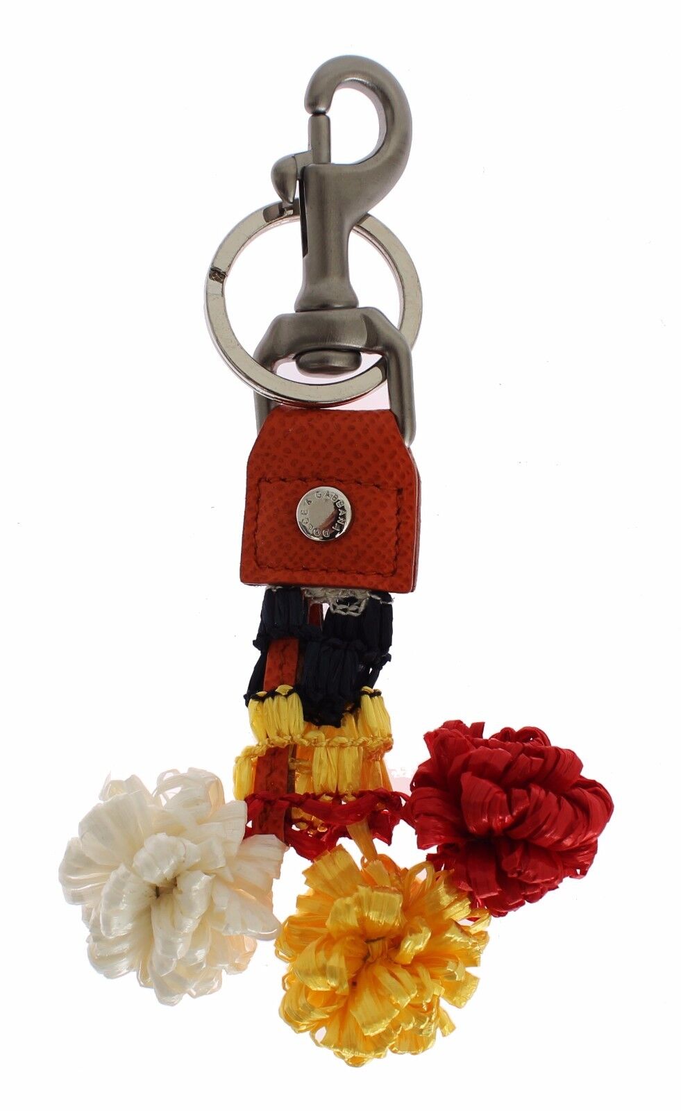 Chic Multicolor Raffia & Leather Keychain