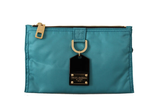 Chic Blue-Green Nylon Sling Wallet