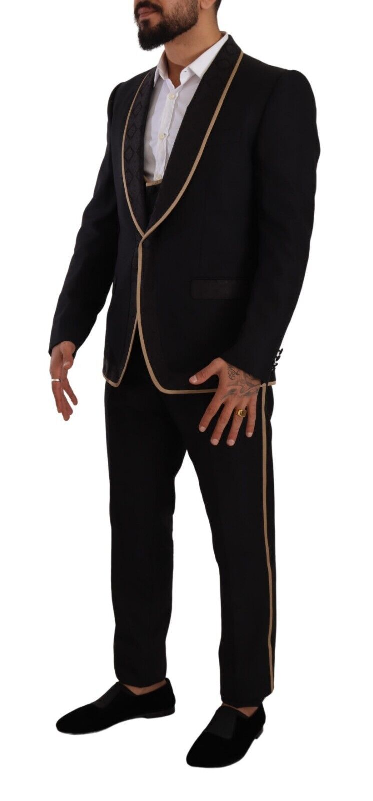 Elegant Black Silk Blend 3-Piece Suit