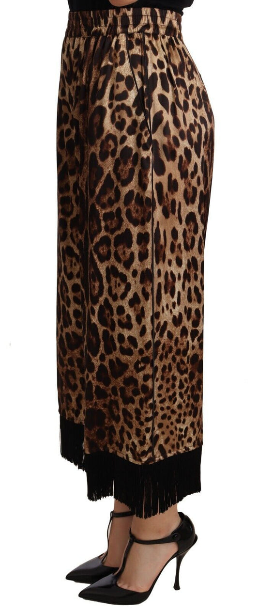 Elegant Leopard Print Cropped Pants