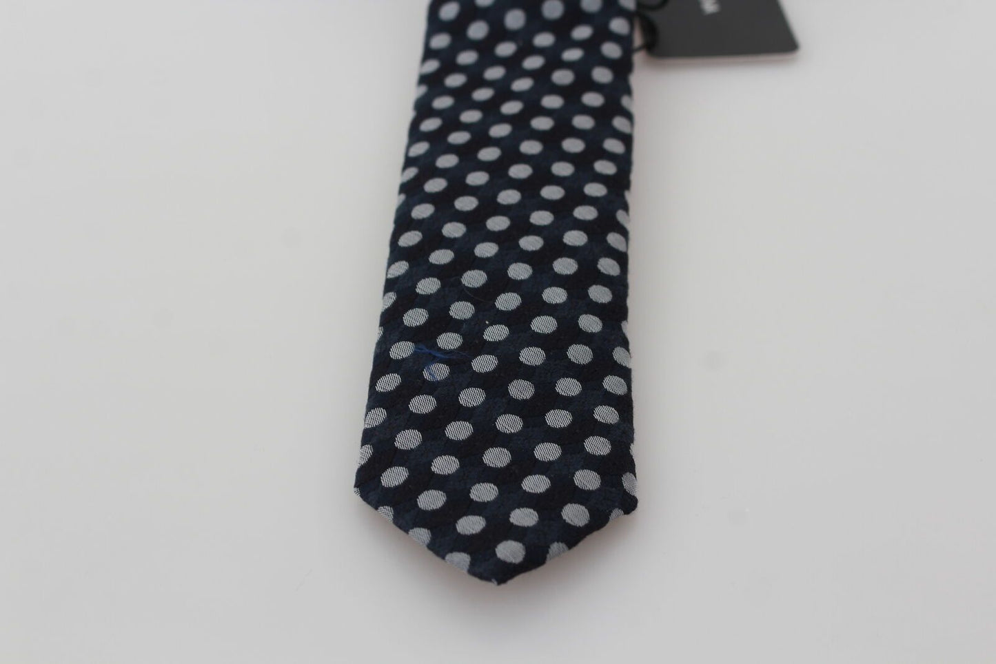 Elegant Blue Polka Dot Silk Neck Tie