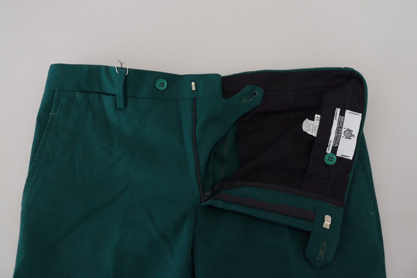 Elegantly Tailored Green Pure Cotton Pants