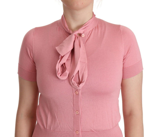 Silk Pink Ascot Collar Blouse