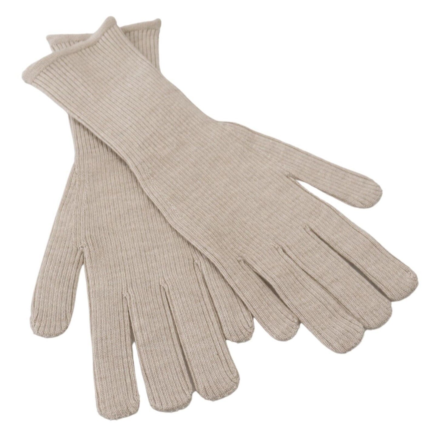 Elegant Ivory Cashmere-Silk Blend Gloves