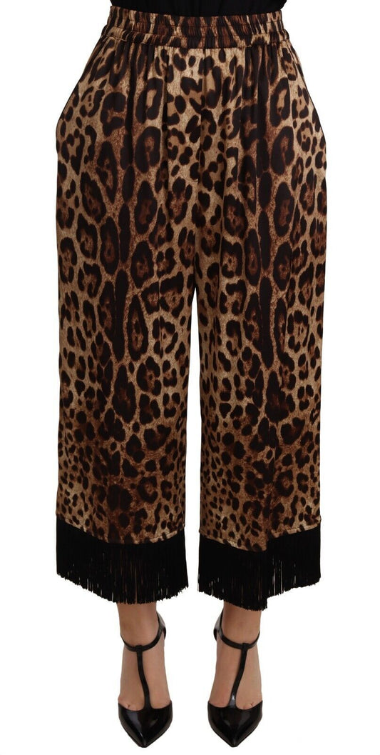 Elegant Leopard Print Cropped Pants