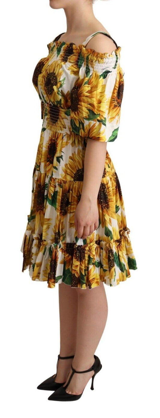 Elegant Sunflower Open Shoulder Dress