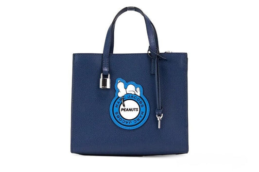 Peanuts grind Small Blue Leather Snoopy Patch Tote Crossbody Bag