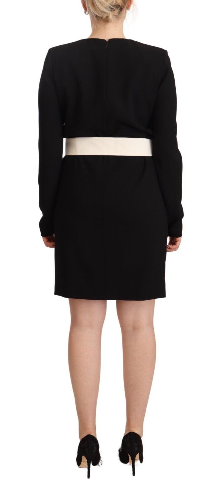 Elegant Black Wool Mini Dress with Belt