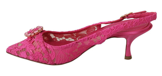 Elegant Pink Lace Slingback Heels