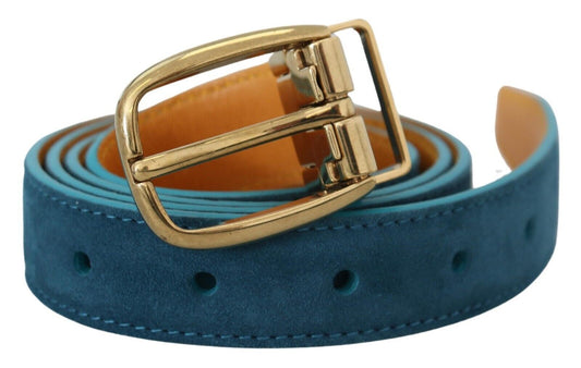 Elegant Blue Velvet Leather Belt