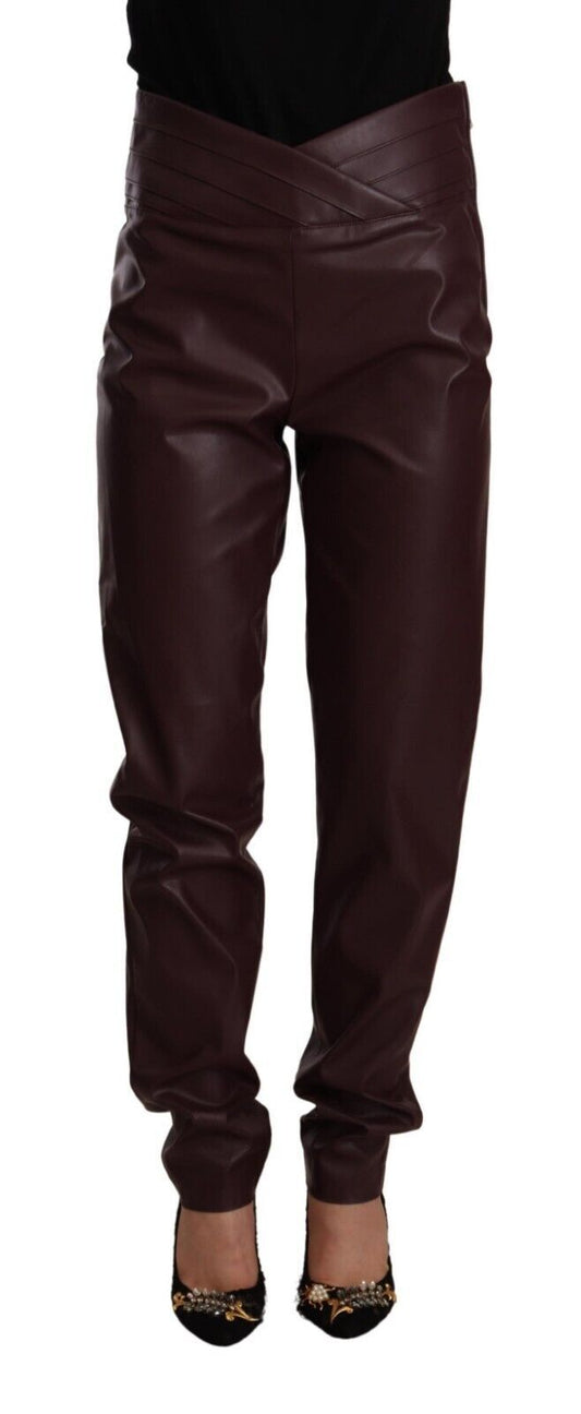 High Waist Skinny Trousers in Dark Brown