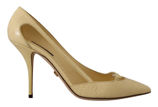 Chic Pointed Toe Leather Pumps in Sunshine Yellow