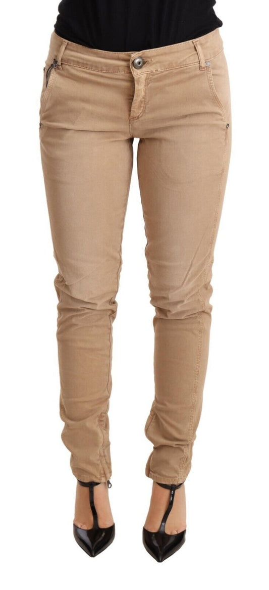 Chic Low Waist Skinny Cotton Trousers
