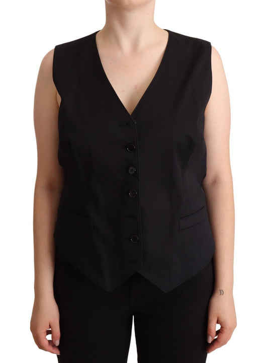 Chic Buttoned Black Waistcoat