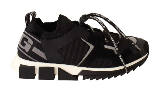 Sleek Black Knit Lace-up Sneakers