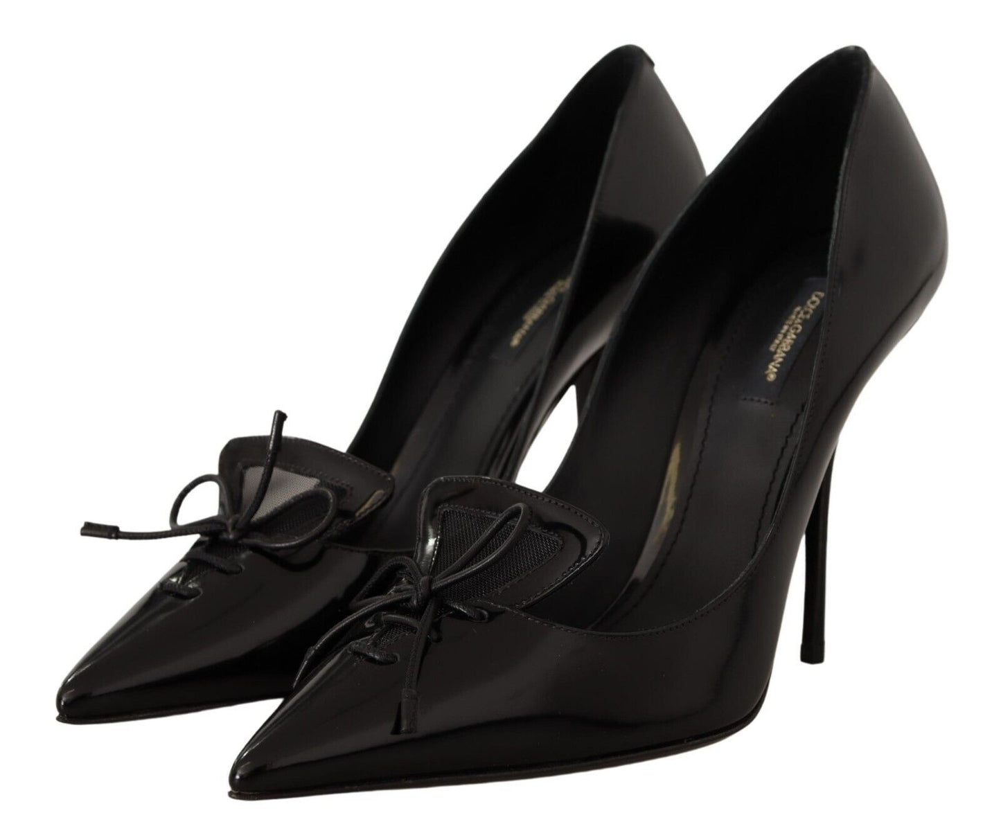 Elegant Black Leather High Heels Pumps