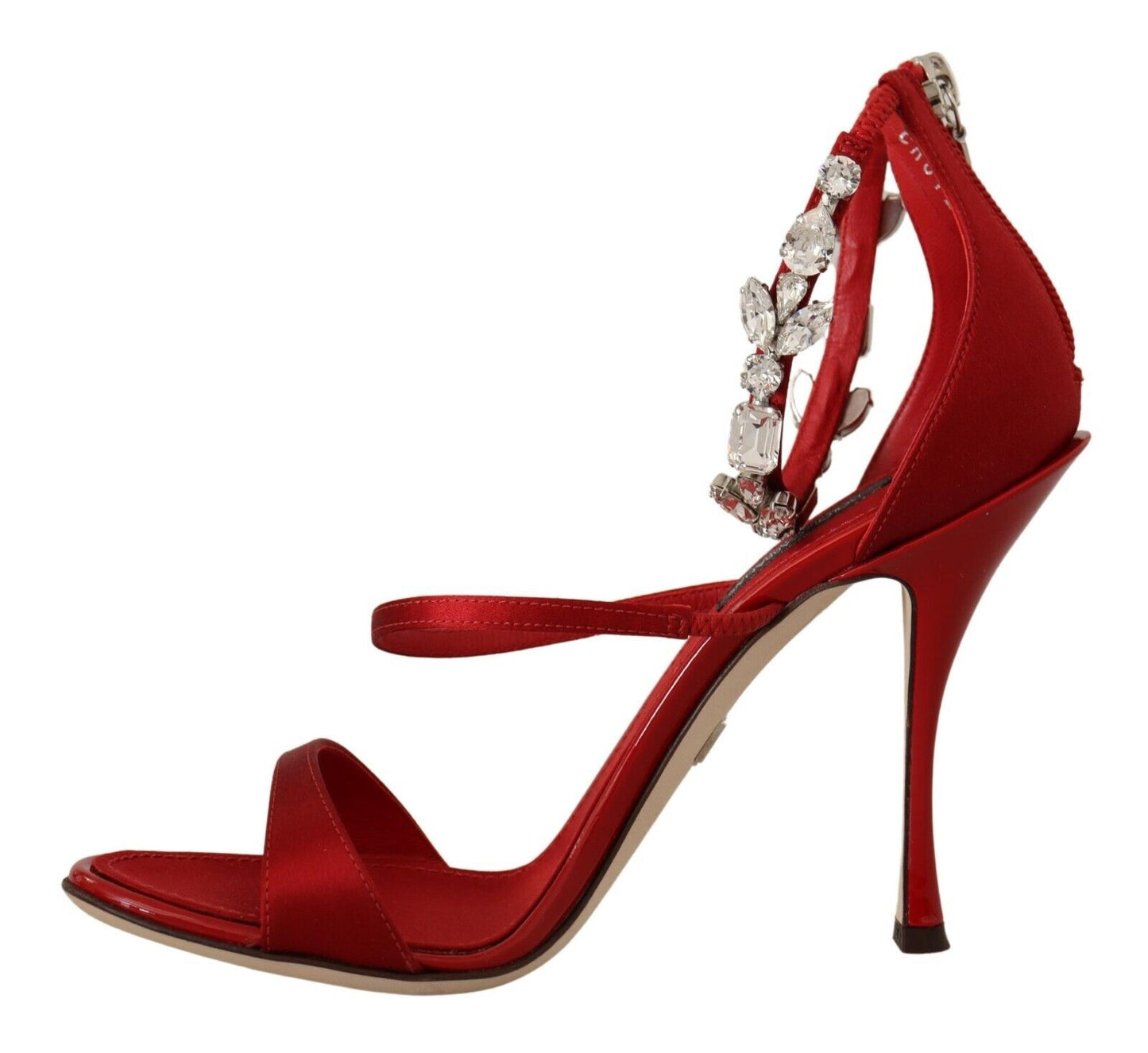Crystal-Embellished Red Heeled Sandals