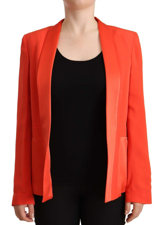 Elegant Orange Overcoat Long Sleeves Jacket