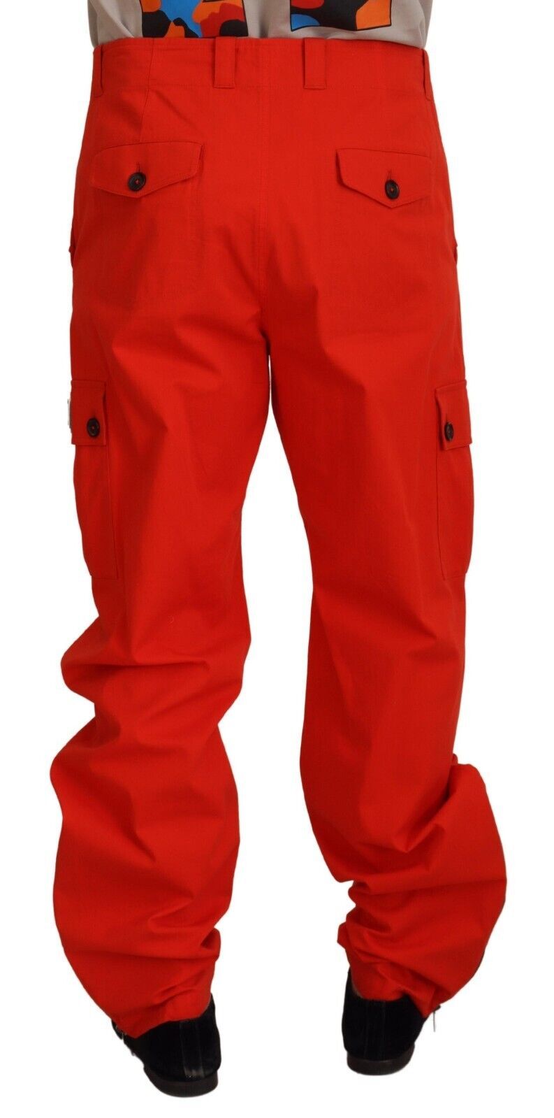 Elegant Red Cotton Blend Trousers