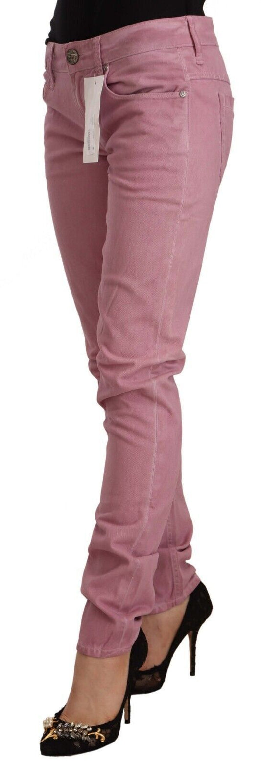 Elegant Pink Slim Fit Denim Jeans