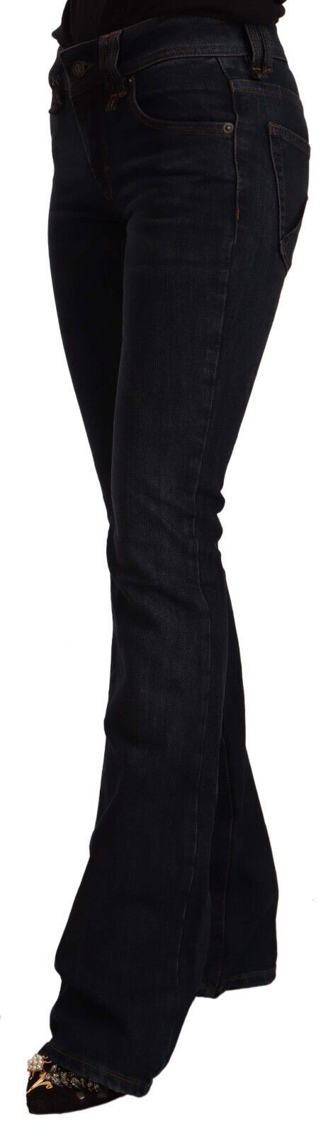 Chic Dark Blue Boot Cut Designer Jeans