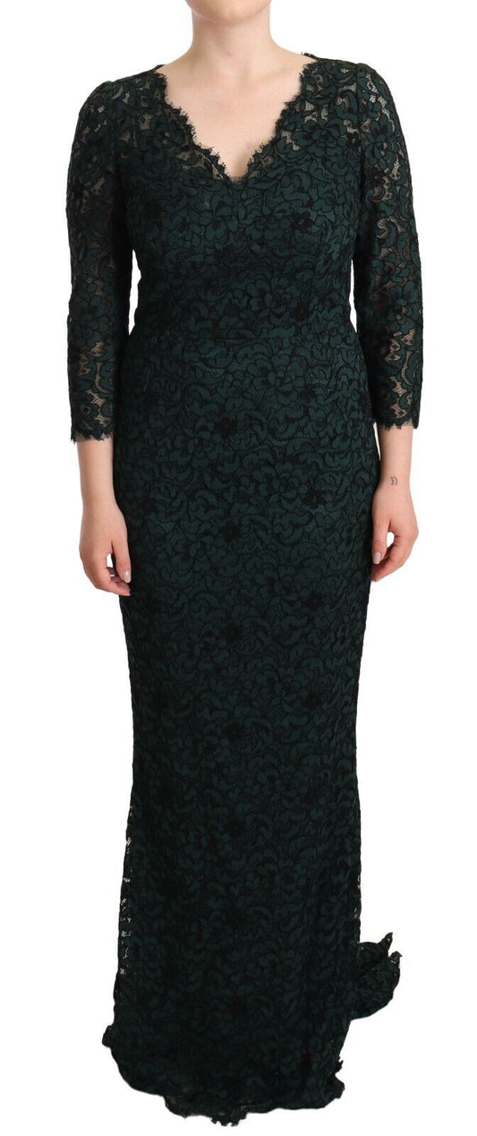 Elegant Lace Floor-Length V-Neck Dress