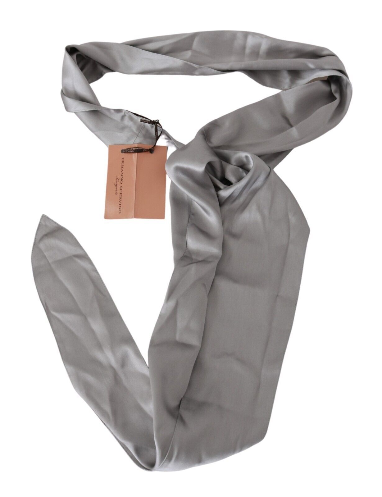Sleek Silver Silk Neck Scarf for Men