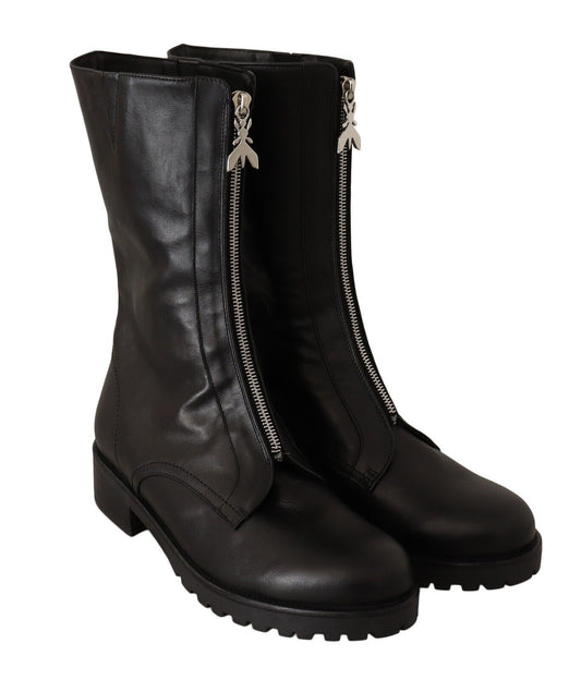 Elegant Black Leather High Boots