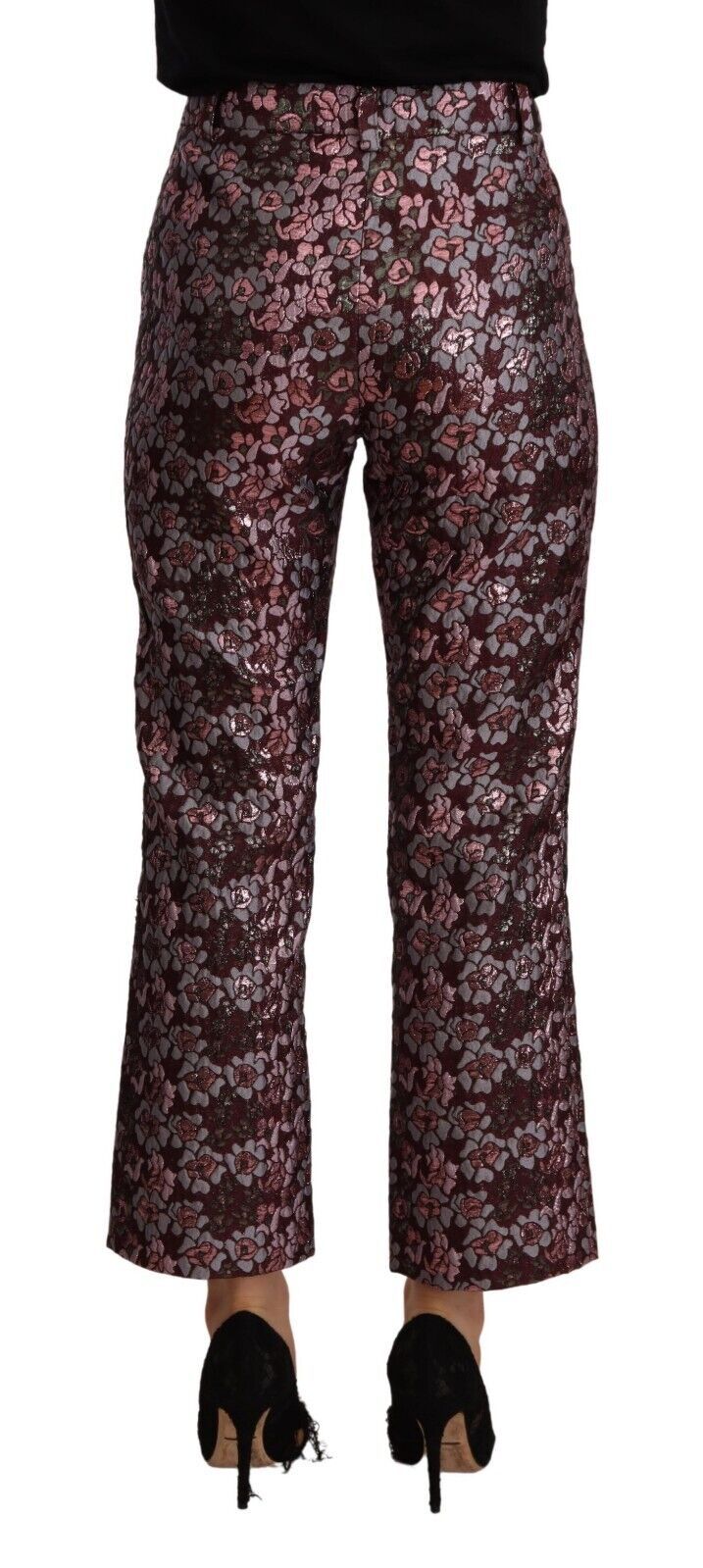 High Waist Jacquard Flared Cropped Trousers
