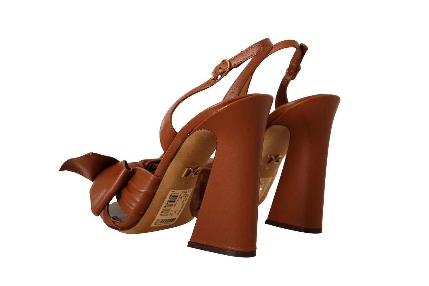 Elegant Brown Ankle Strap Heels with Bow Detail