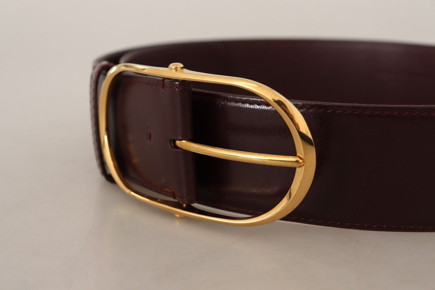 Elegant Purple Leather Belt with Gold Buckle