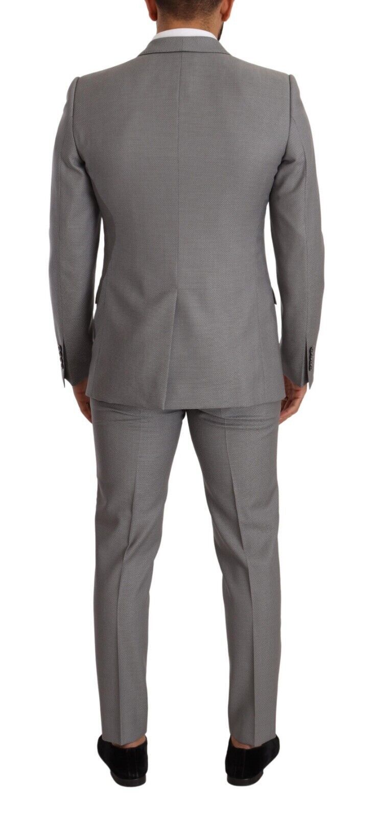 Elegant Grey Slim Fit Wool Silk 3 Piece Suit