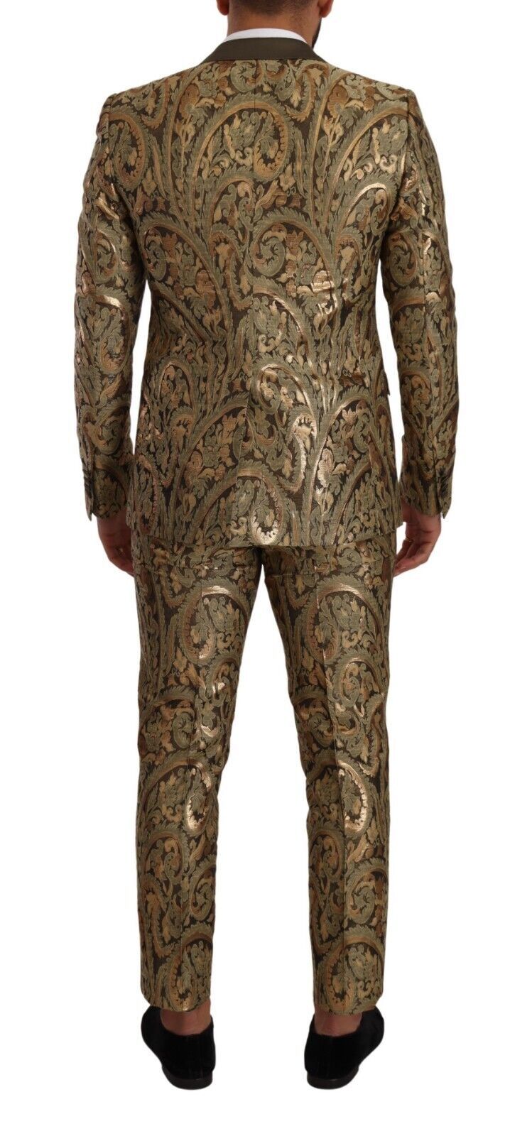 Elegant Brocade Three-Piece Slim Fit Suit
