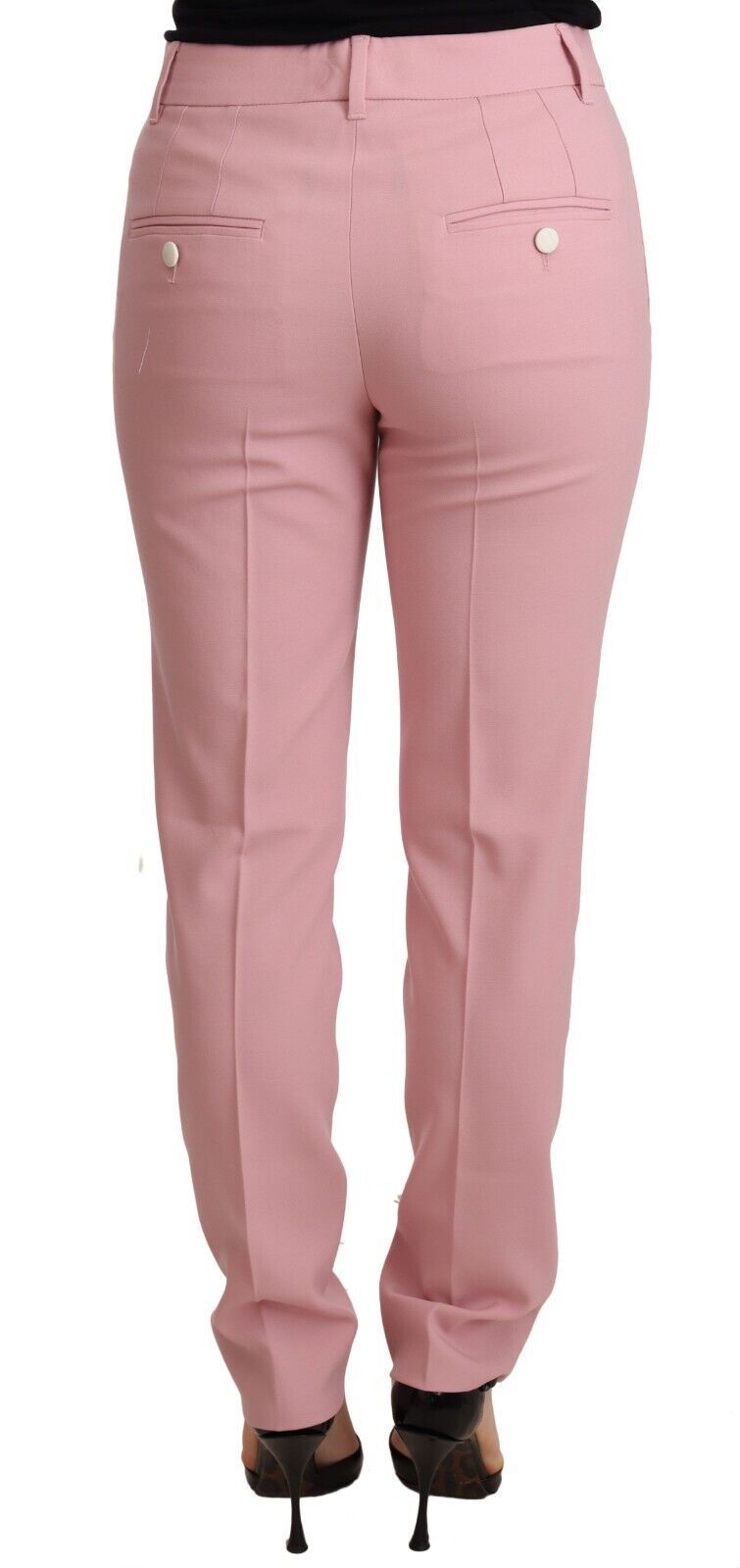 Elegant Pink Tapered Wool Trousers