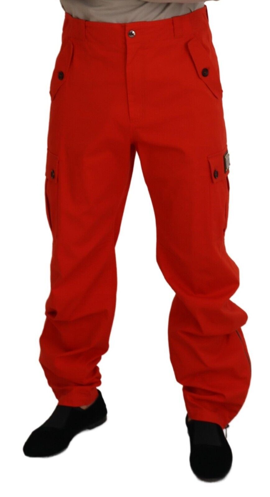 Elegant Red Cotton Blend Trousers