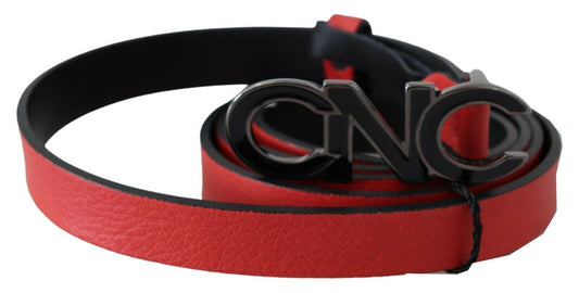 Elegant Red Leather Waist Belt