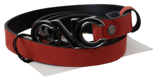 Elegant Blood Red Leather Belt