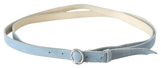 Chic Sky Blue Leather Belt - Buckle Up in Style