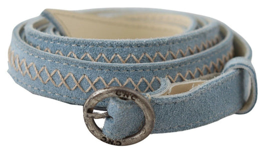 Chic Sky Blue Leather Belt - Buckle Up in Style