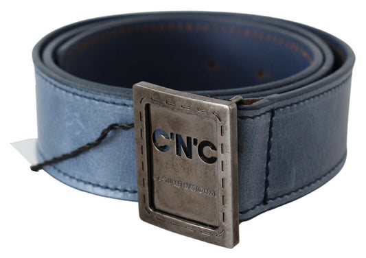 Elegant Blue Leather Fashion Belt